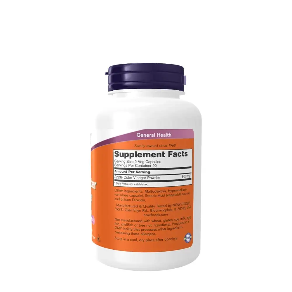 Apple Cider Vinegar 450 mg - NOW Foods - 180 vegetabiliska kapslar - Bild 2
