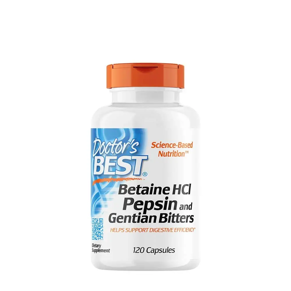 Betain-HCl, pepsin och gentianbitter – 120 kapslar – Nuvalia