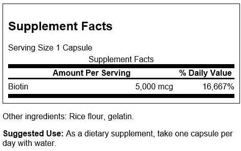 Biotin, 5000mcg – 100 kapslar - Bild 3