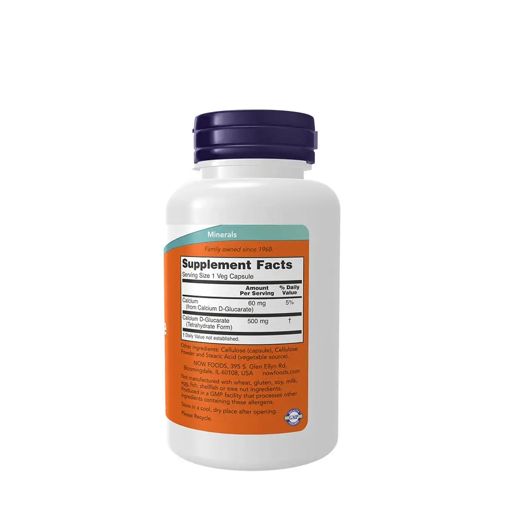 Calcium D-Glucarate 500 mg - NOW Foods - 90 vegetabiliska kapslar - Bild 2