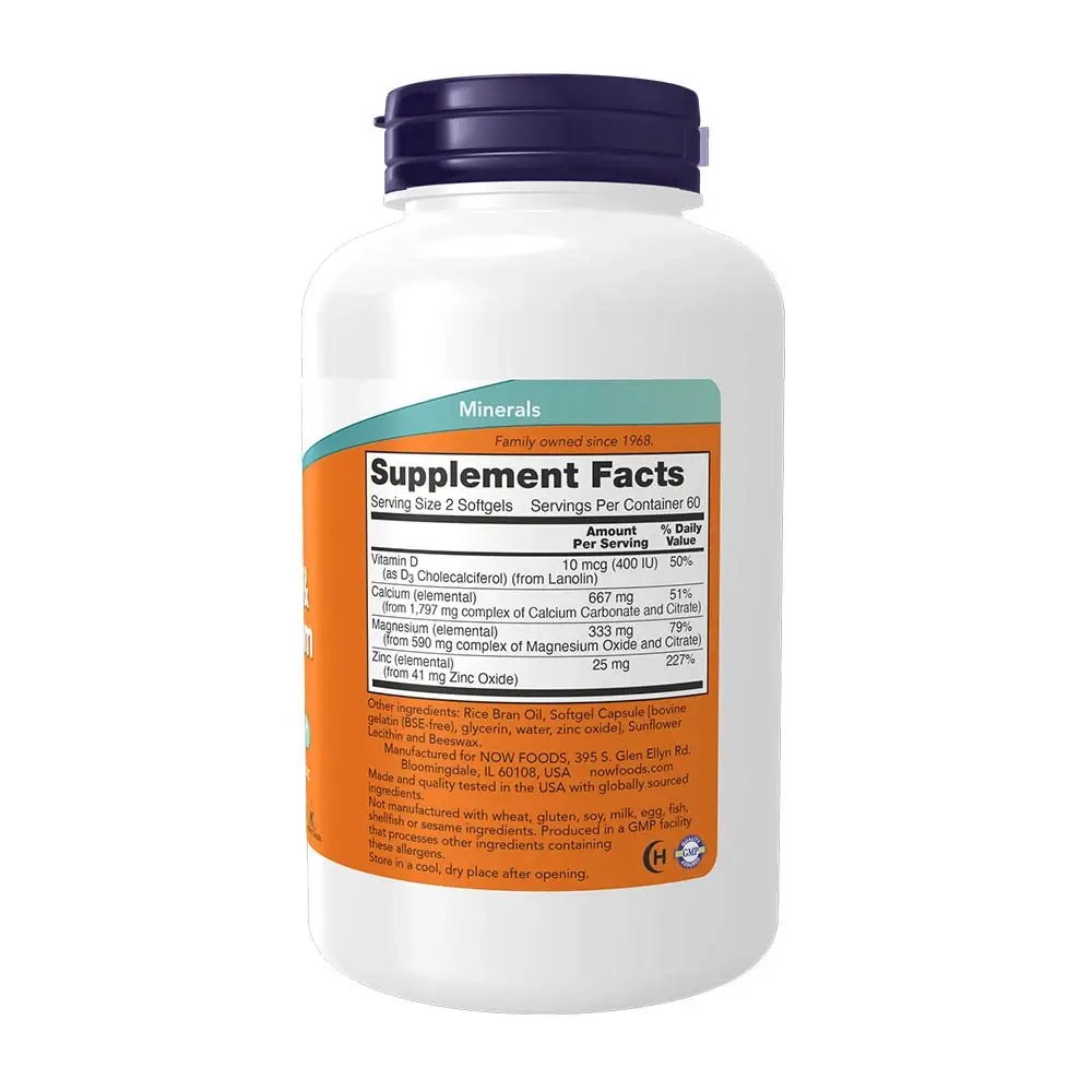 Calcium & Magnesium softgels - NOW Foods - 120 Softgels - Bild 2