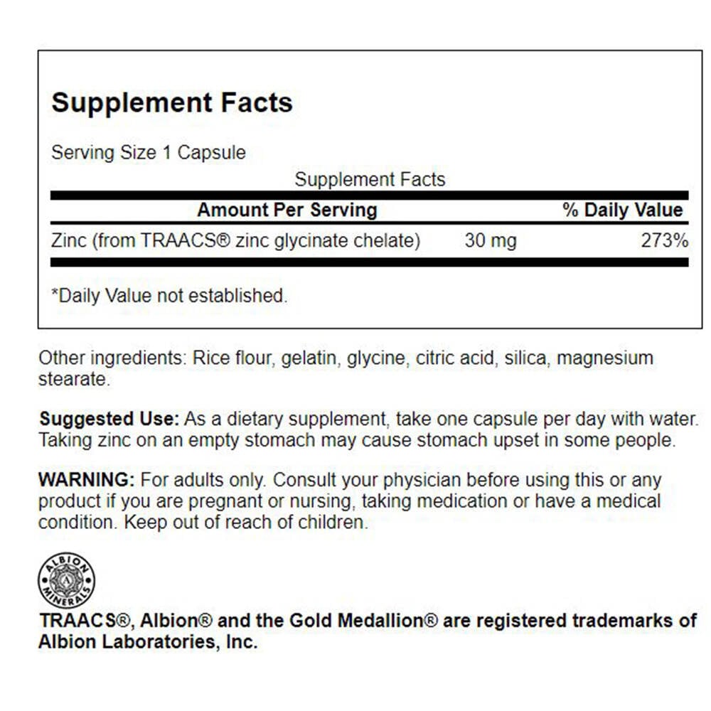 Chelated Zinc, 30mg – 90 kapslar - Bild 3