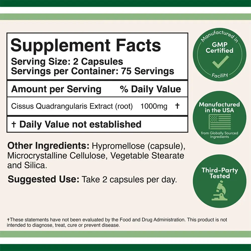 Double Wood Supplements Cissus Quadrangularis Extract (150 kapslar) - Bild 2