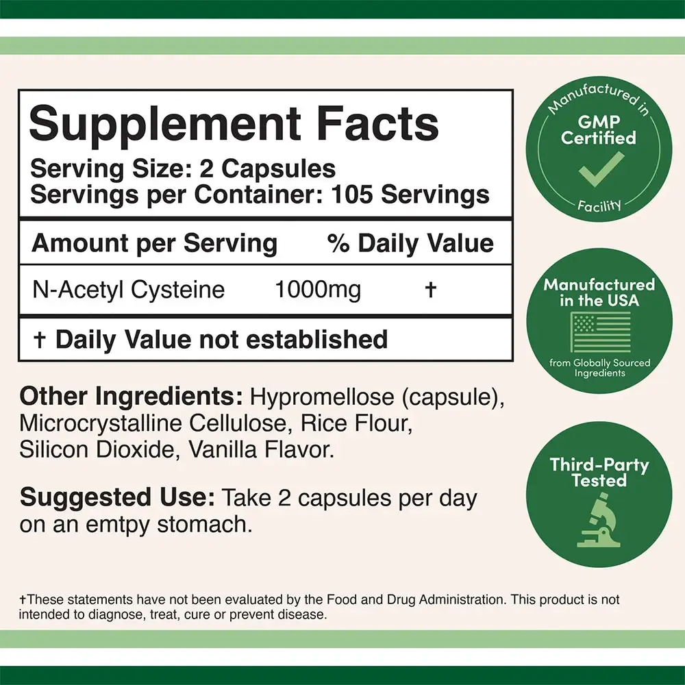 Double Wood Supplements N-Acetyl Cysteine (NAC) (210 kapslar) - Bild 2