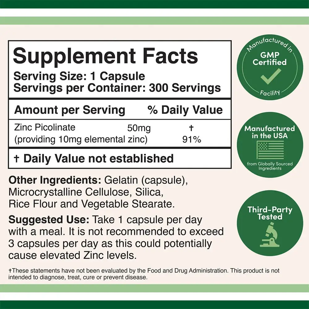 Double Wood Supplements Zinc Picolinate (300 kapslar) - Bild 2