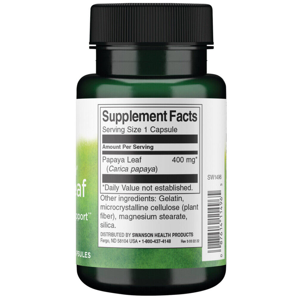 Full Spectrum Papaya Leaf, 400mg – 60 kapslar - Bild 3