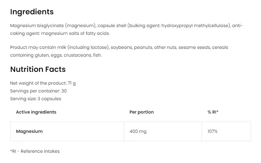 Magnesium Glycinate – 90 kapslar - Bild 2