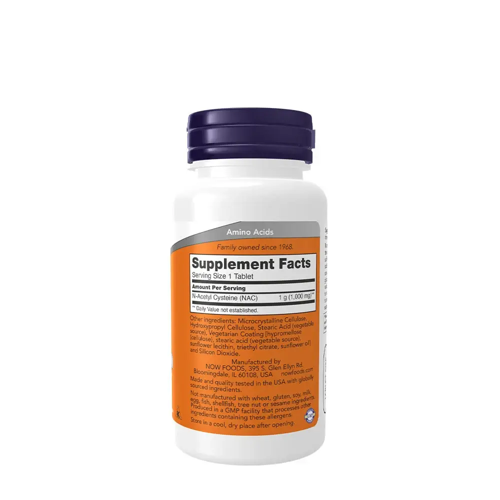 NOW NAC – Acetyl-Cysteine 1000 mg (60 Tabletter) - Bild 2