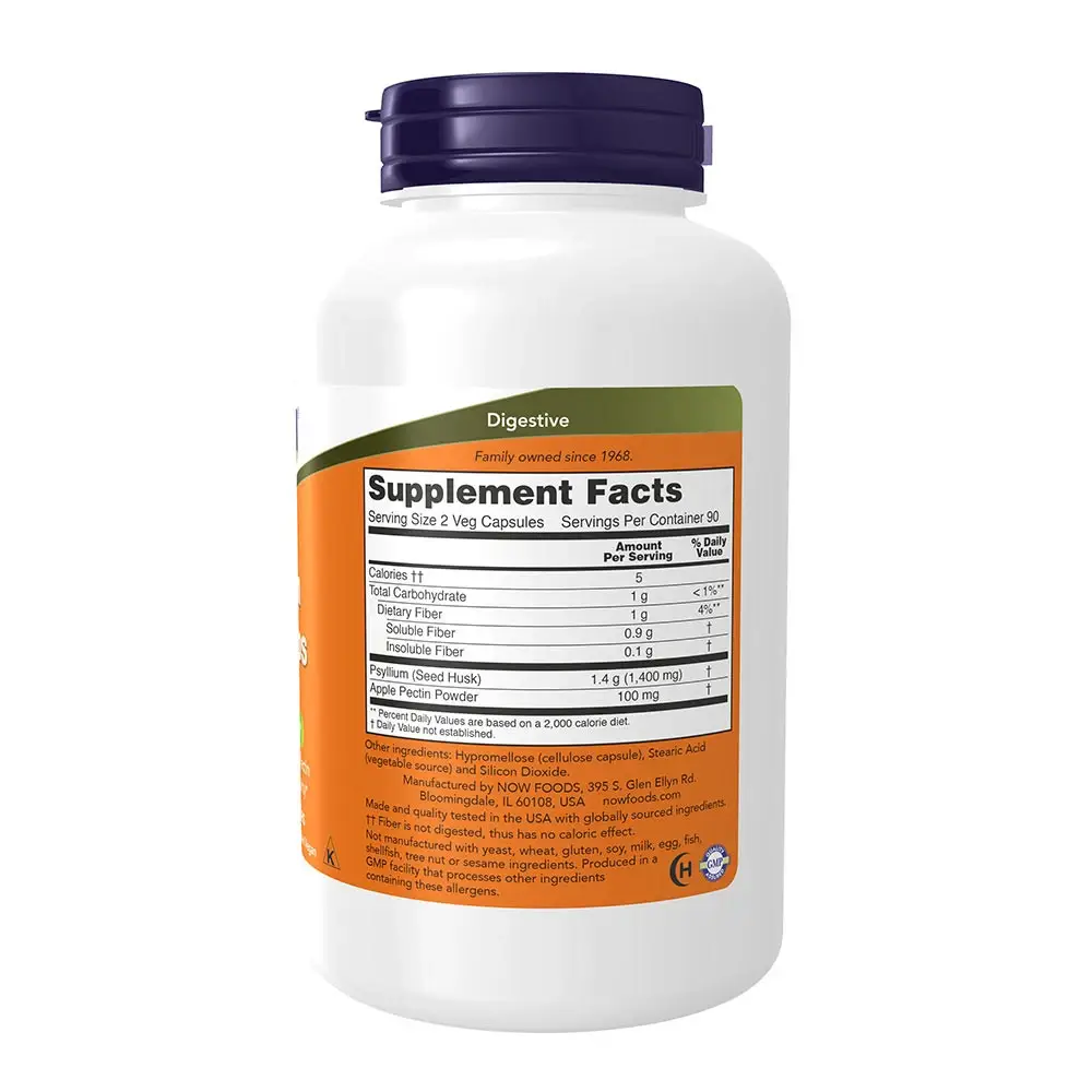 NOW Foods Psyllium Husk 700 mg - 180 Veg Kapslar - Bild 2