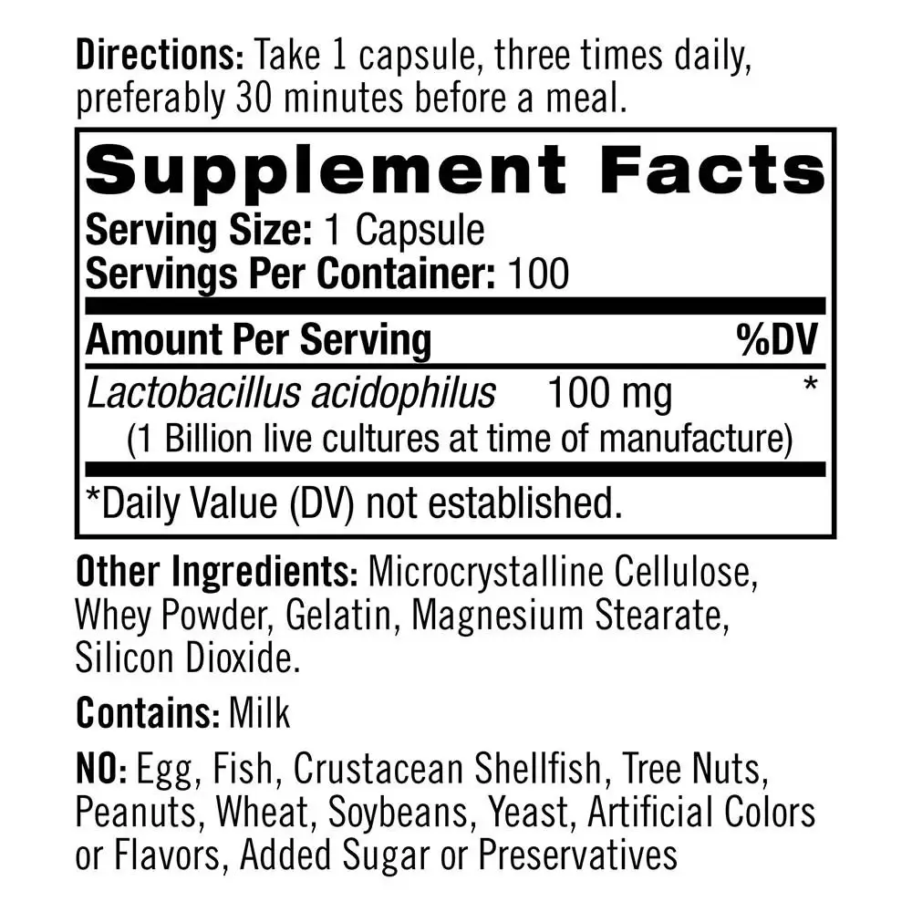 Natrol Acidophilus Probiotic (100 Kapslar) - Bild 2