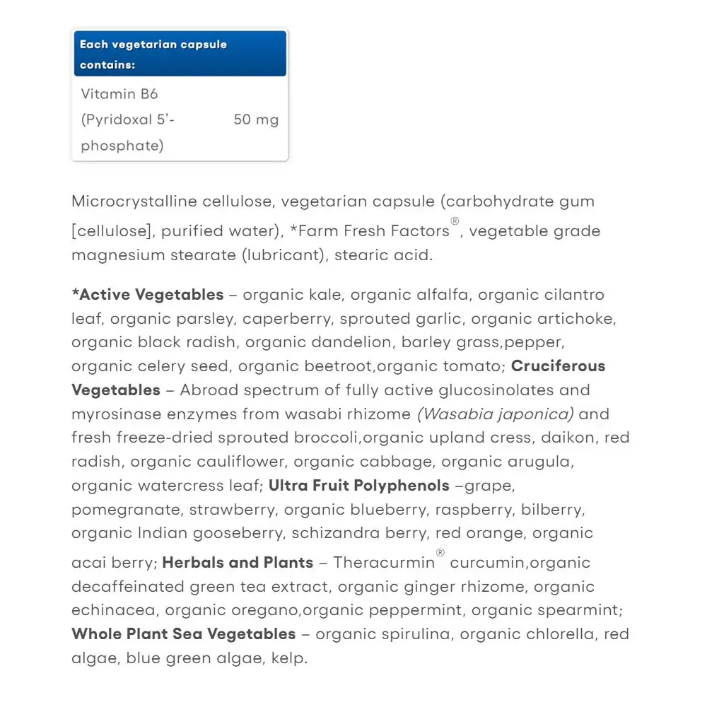 Natural Factors BioCoenzymated Pyridoxal 5-Phosphate B6 50 MG (30 vegetariska kapslar) - Bild 2