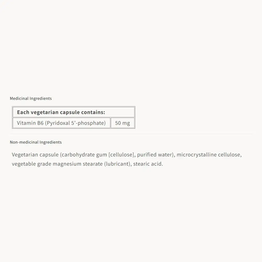 Natural Factors BioCoenzymated Pyridoxal 5-Phosphate B6 50 MG (30 vegetariska kapslar) - Bild 4