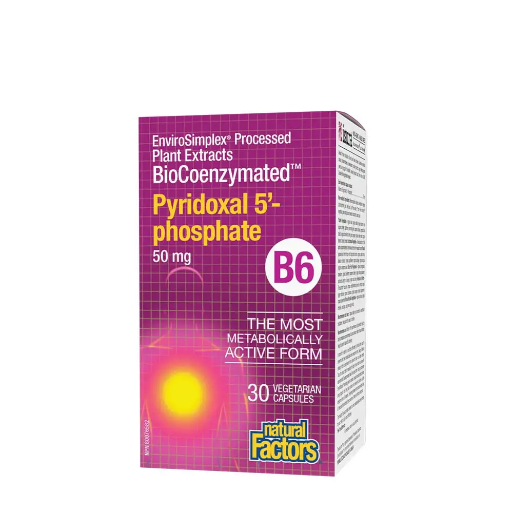 Natural Factors BioCoenzymated Pyridoxal-5-fosfat B6 50 mg (30 vegetabiliska kapslar) – Nuvalia