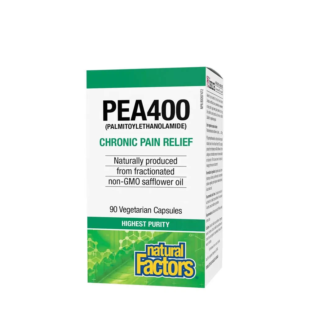Natural Factors PEA400 Palmitoyletanolamid (90 vegetabiliska kapslar) – Nuvalia