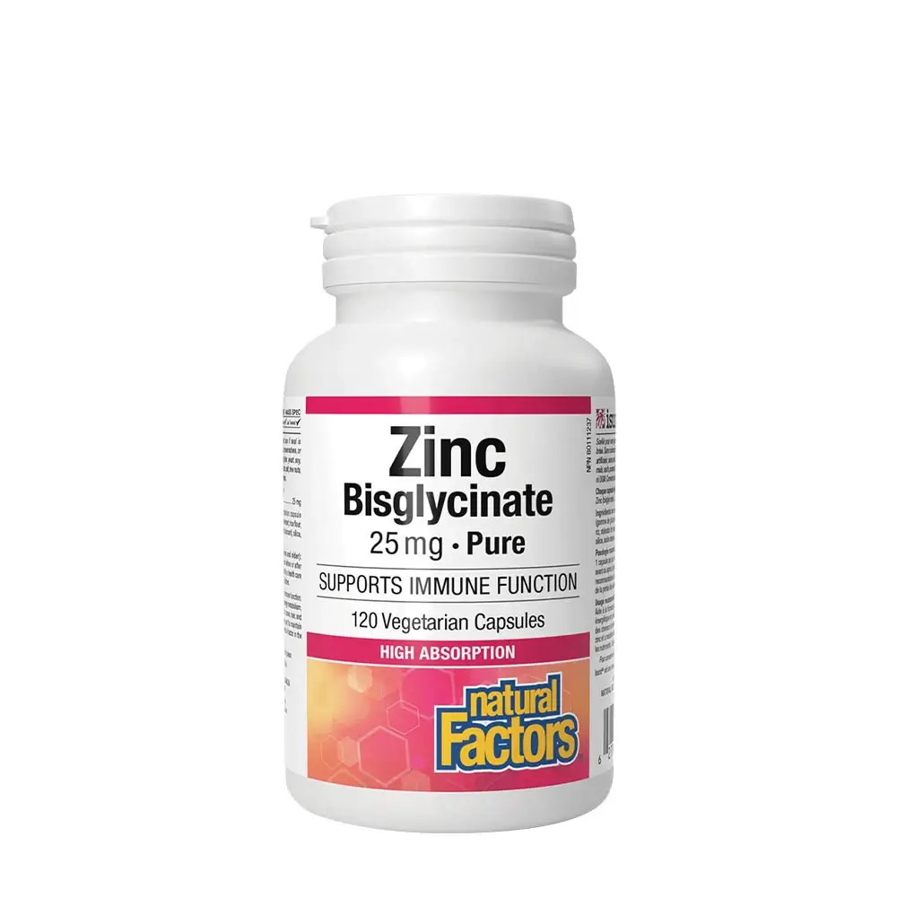 Natural Factors Zinkbisglycinat 25 mg (120 kapslar) – Nuvalia