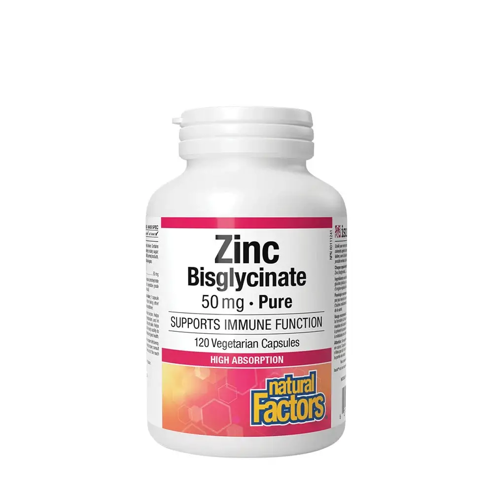 Natural Factors Zinkbisglycinat 50 mg (120 kapslar) – Nuvalia
