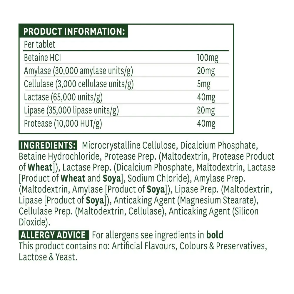 Natures Aid Digestive Enzyme Complex (60 Tabletter) - Bild 2