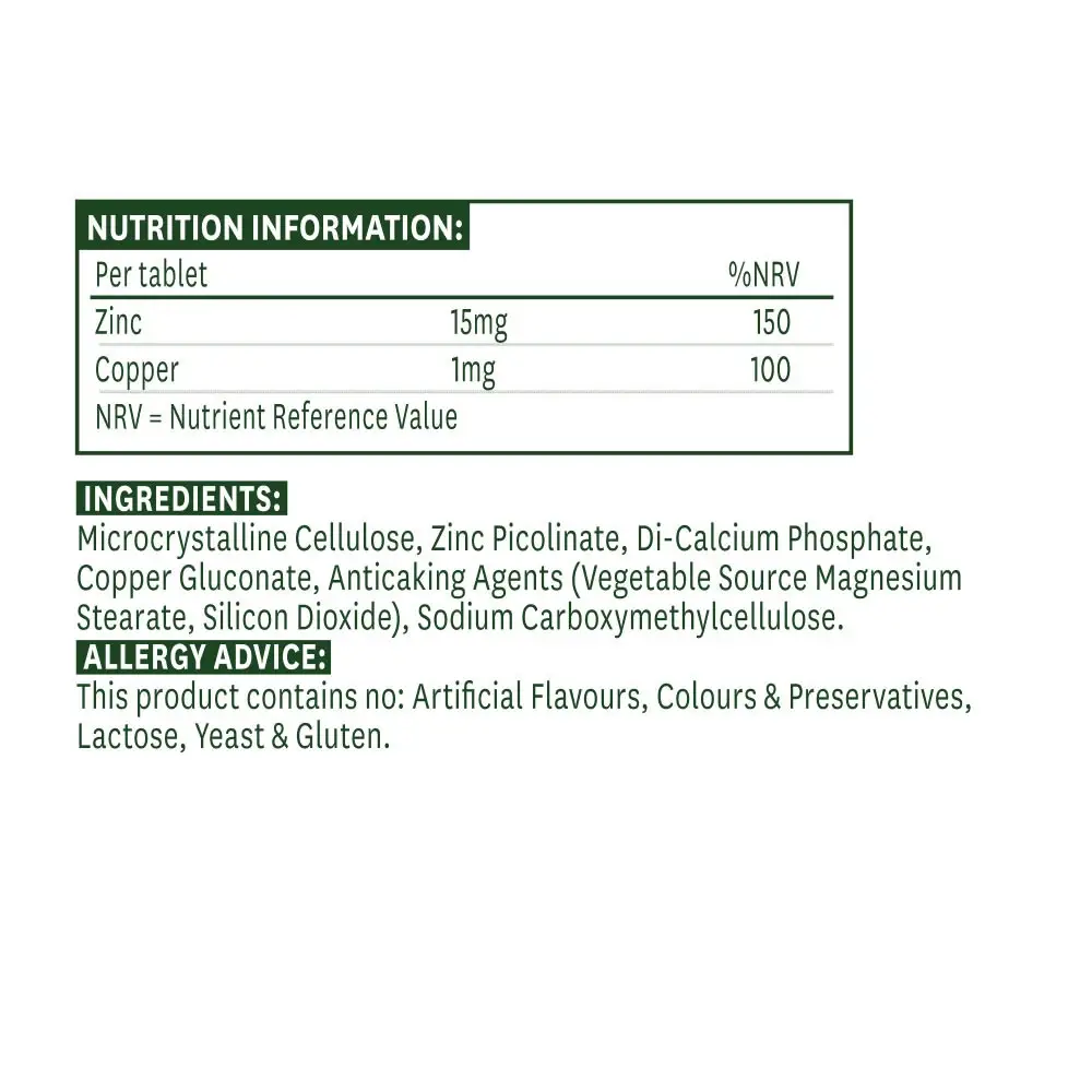 Natures Aid Zinc Picolinate 15 mg (30 Tabletter) - Bild 2