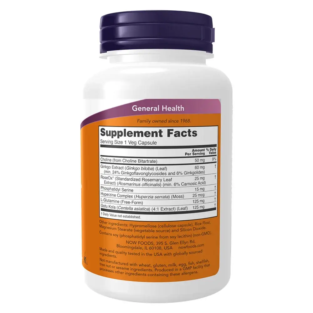 Now Foods – Brain Elevate Vegetariska Kapslar (120 Vegetariska Kapslar) - Bild 2