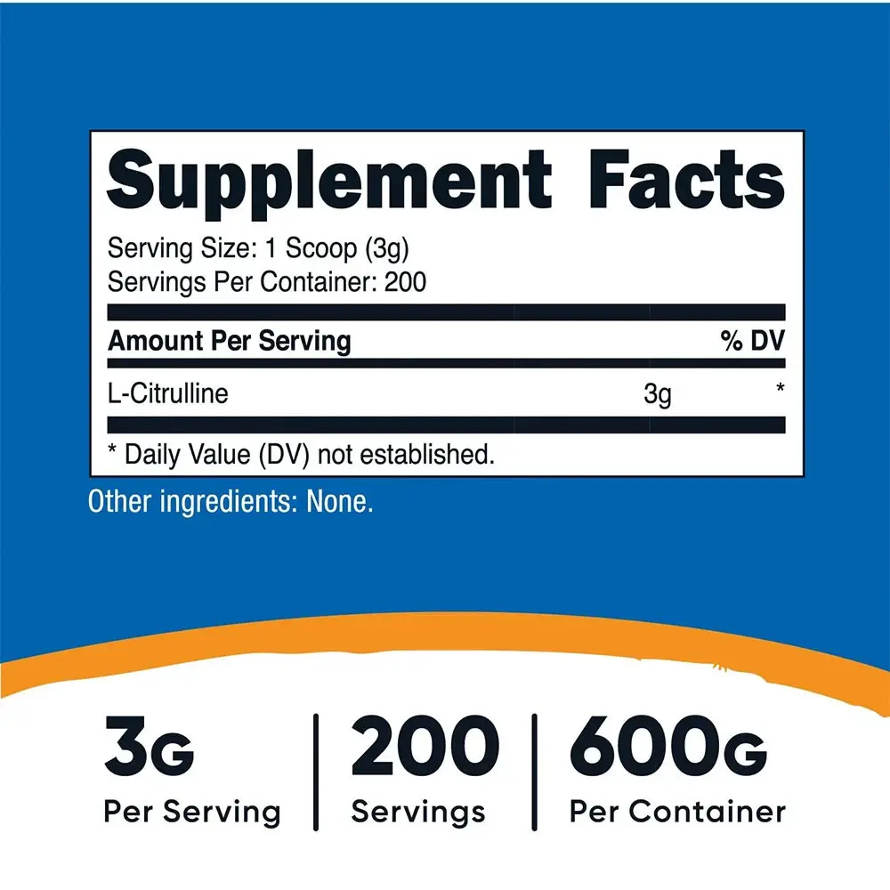 Nutricost L-Citrulline (Base) Powder (600 g) - Bild 2