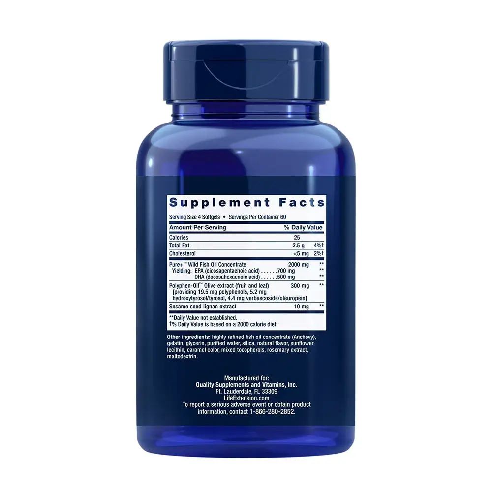 Omega-3 EPA/DHA med sesamlindan & olivextrakt – Life Extension – 240 mjukgeler - Bild 2