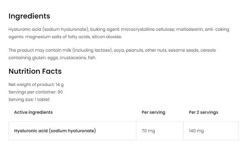 Ostrovit Hyaluronic Acid (90 tabletter) - Bild 2