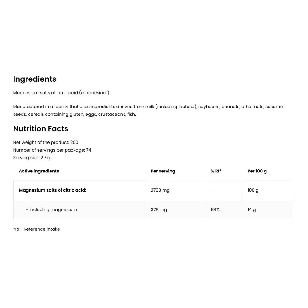 Ostrovit Magnesium Citrate 200 g Natural (200 g) - Bild 2