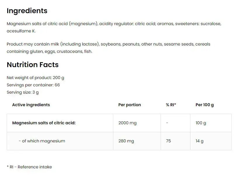 Ostrovit Magnesium Citrate – hallon-lemonad med mynta (200 g) - Bild 2