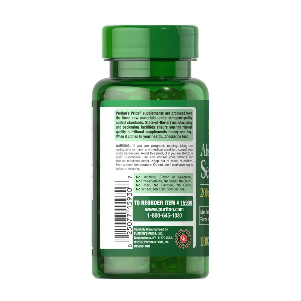 Puritan's Pride Absorbable Selenium 200 mcg (100 mjukkapsel) - Bild 3