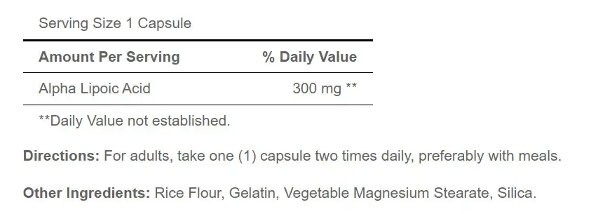Puritan's Pride Alpha Lipoic Acid 300 mg (60 Kapslar) - Bild 5