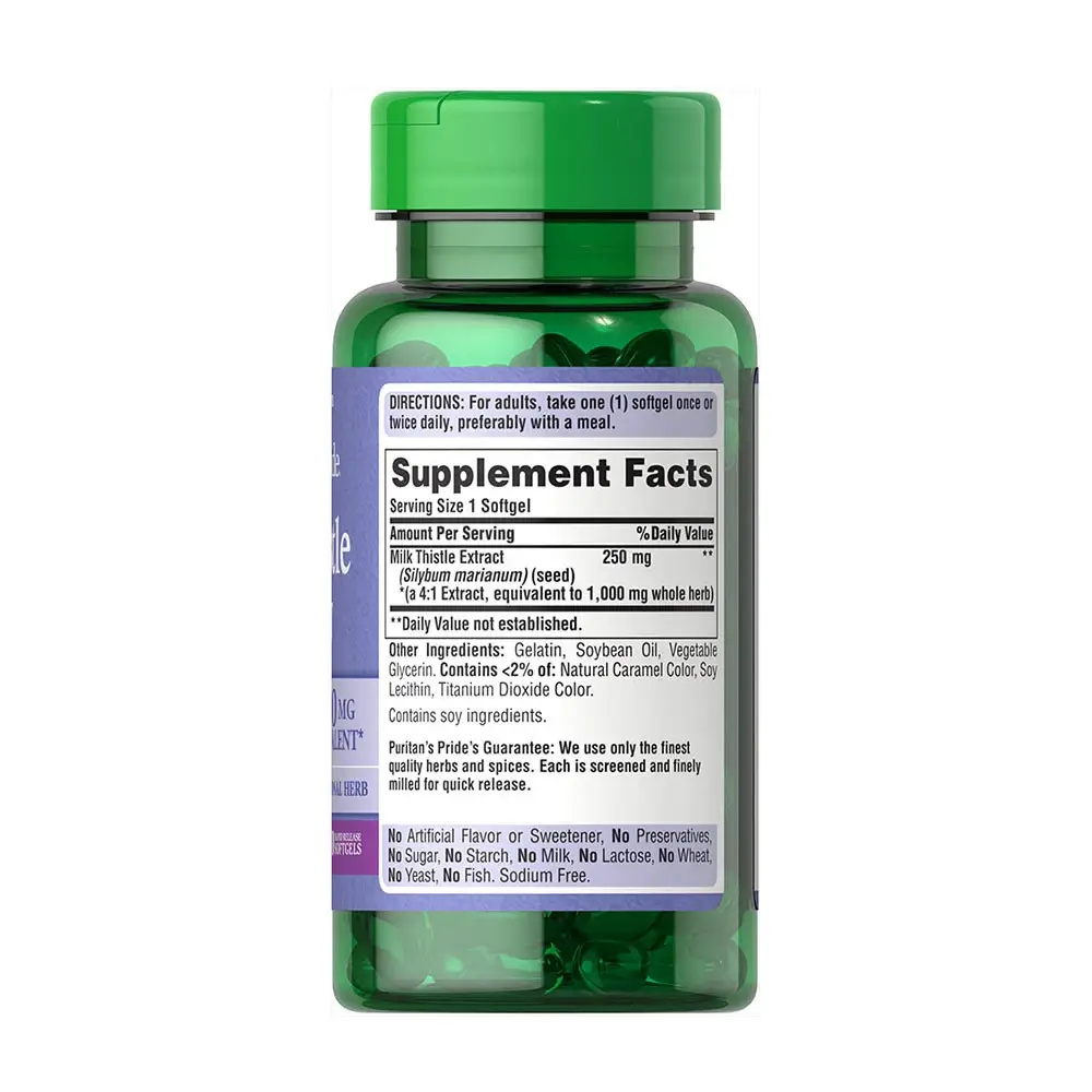 Puritan's Pride Milk Thistle 4:1 Extract 1000 mg (Silymarin) (90 Softgels) - Bild 6