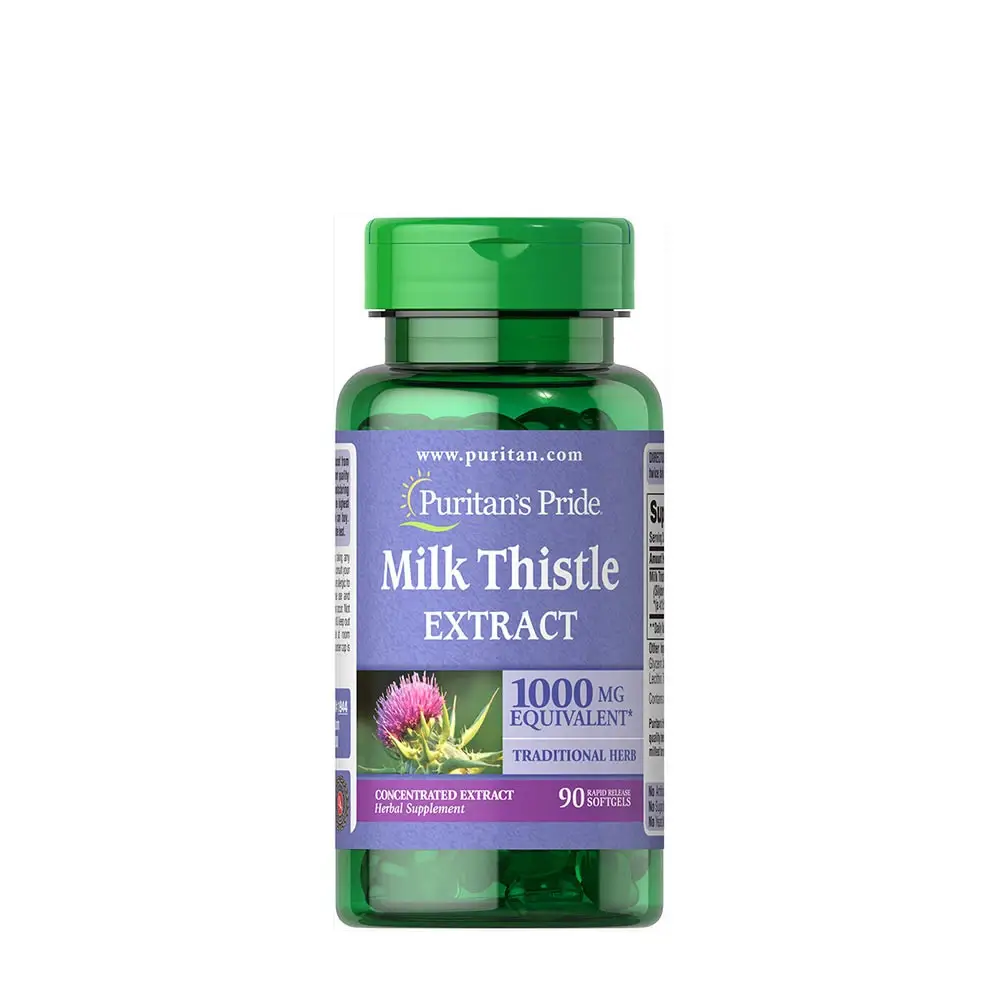 Puritans Pride Mjölktistel 4:1-extrakt 1000 mg (silymarin) (90 mjuka kapslar) – Nuvalia