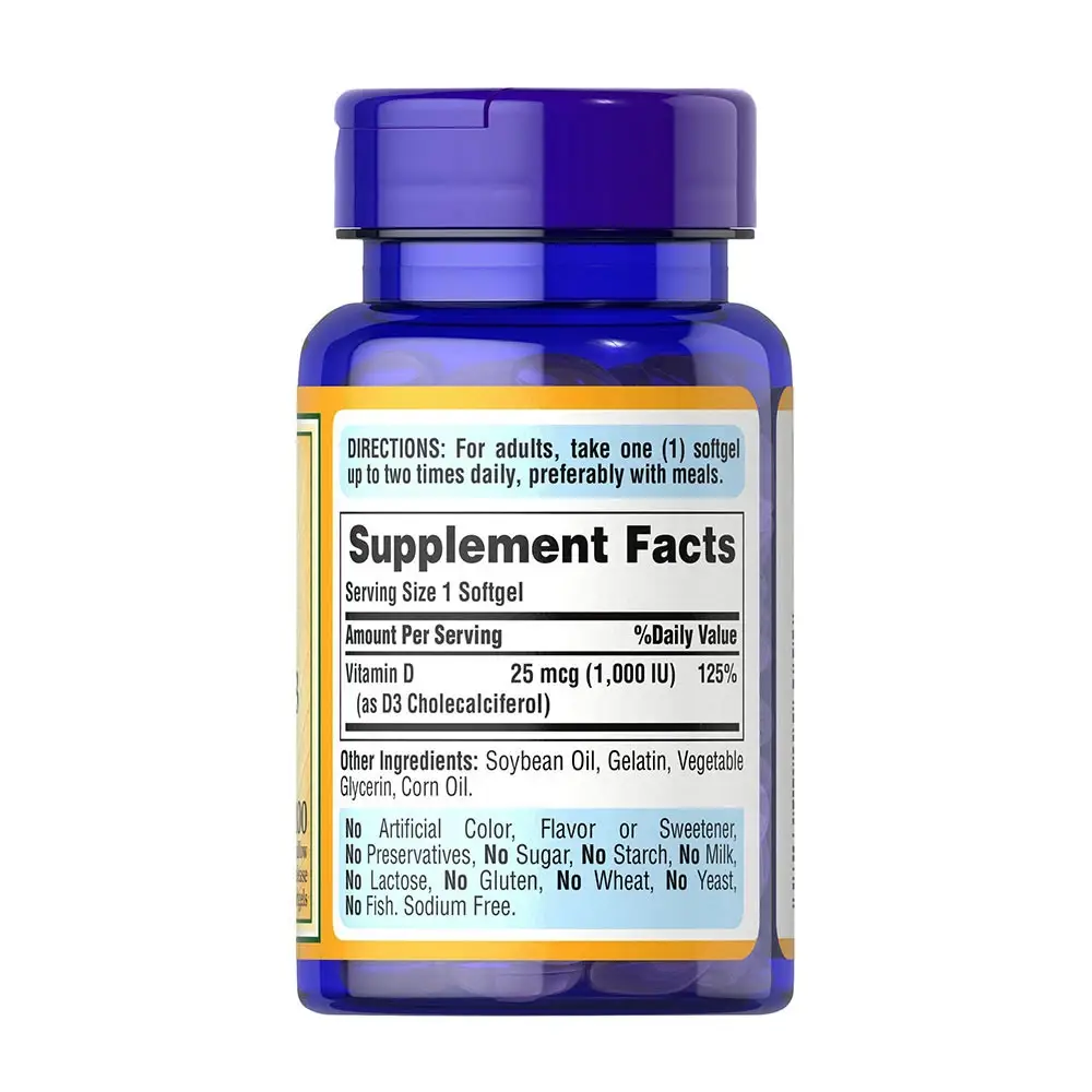 Puritan's Pride Vitamin D3 1000 IU (100 Mjukgeler) - Bild 6