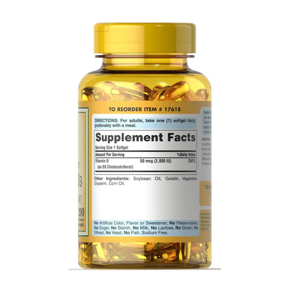 Puritan's Pride Vitamin D3 2000 IU (200 mjukgelékapslar) - Bild 4