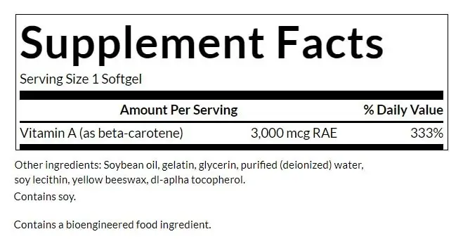 SWANSON Beta Carotene 10,000 IU - 100 Mjukgelékapslar - Bild 2