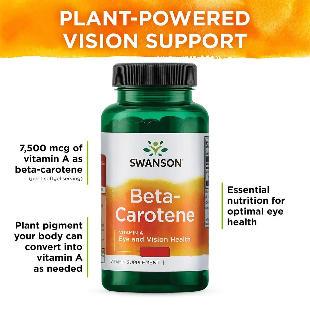 SWANSON Beta Carotene 10,000 IU - 100 Mjukgelékapslar - Bild 3