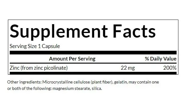 SWANSON Cynk (pikolinian) 22mg 60 kaps - Bild 3