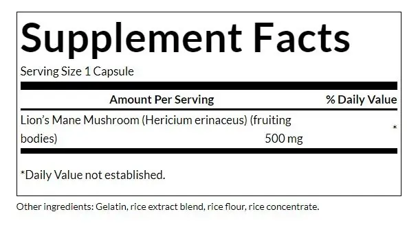 SWANSON FS Lion's Mane (Hericium erinaceus) 500mg - 60 kapslar - Bild 3