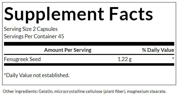SWANSON Fenugreek (Kozieradka) 610mg 90 kapslar - Bild 2