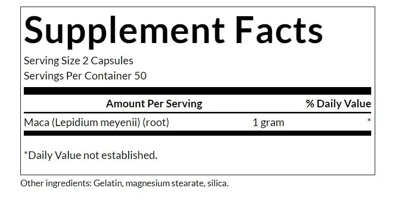 SWANSON Maca 500mg - 100 kapslar - Bild 2