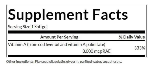 SWANSON Vitamin A 10.000IU 250 mjuka kapslar - Bild 2