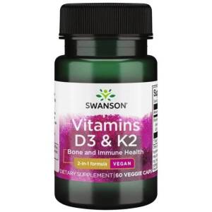 SWANSON Witamina D3 2000IU + K2 75mcg 60vcaps - Nuvalia