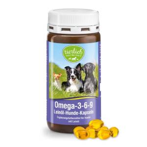 TIERLIEB Omega-3-6-9 linfröoljekapslar för hundar (180 kapslar) – Nuvalia