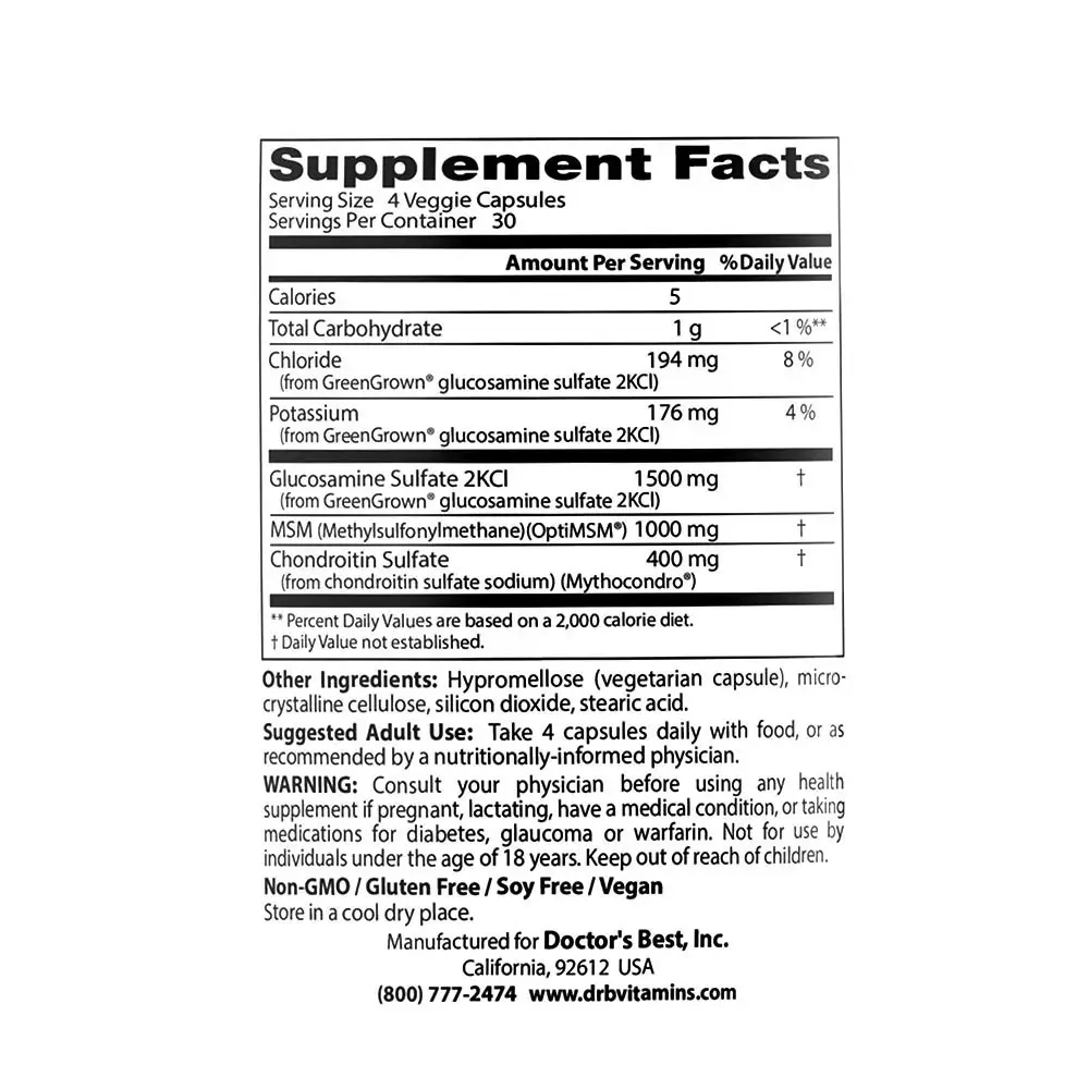 Vegan Glucosamine & Chondroitin & MSM – 120 vcaps - Bild 2
