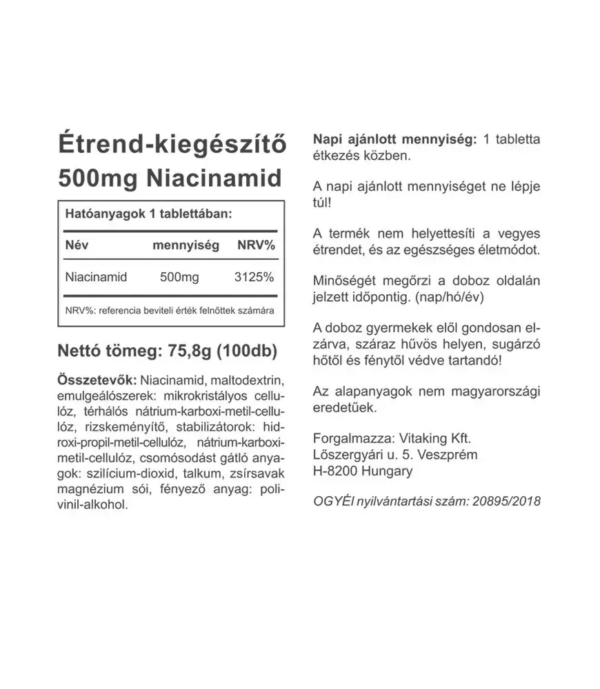 Vitaking B3 Niacinamid 500 mg (100 Tabletter) - Bild 2
