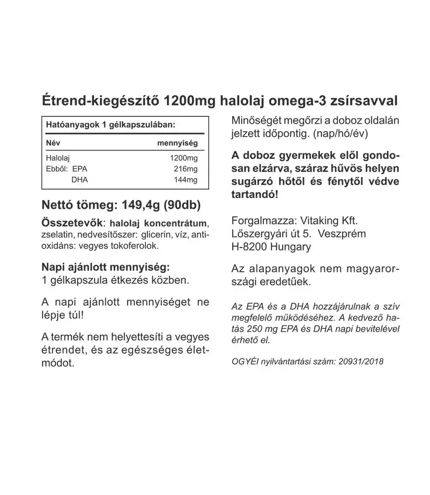 Vitaking Omega-3 1200 mg (90 mjuka kapslar) - Bild 2