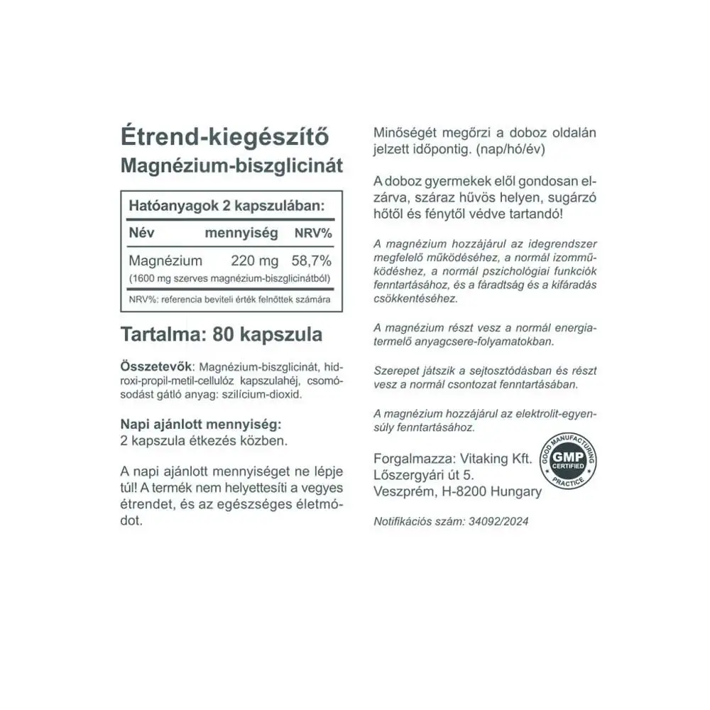 Vitaking Organic Magnesium Bisglycinate (80 kapslar) - Bild 2