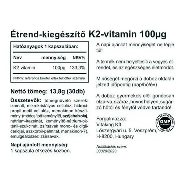 Vitaking Vitamin K2 90 mcg (30 Kapslar) - Bild 2