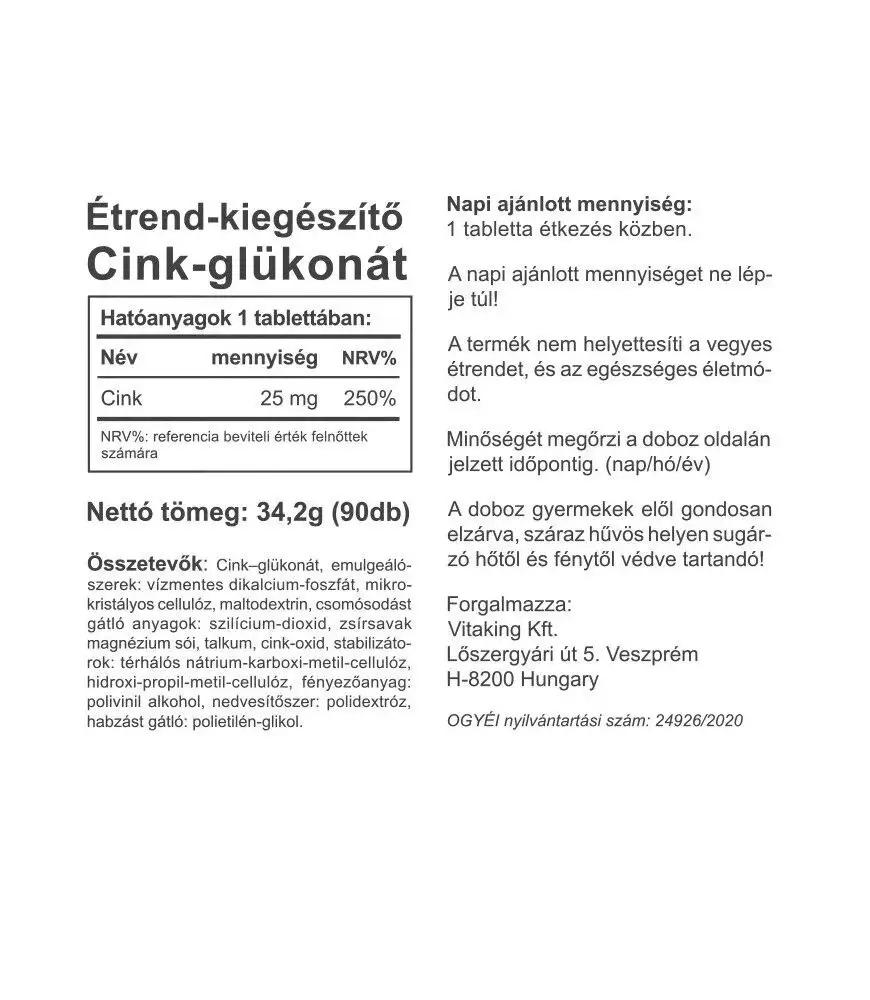 Vitaking Zinc Gluconate 25 mg (90 tabletter) - Bild 2