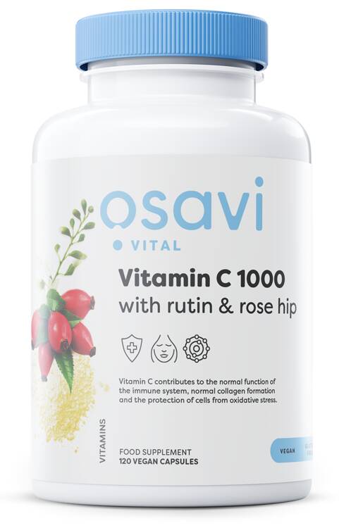 C-vitamin 1000 med rutin och nypon – 120 veganska kapslar – Nuvalia